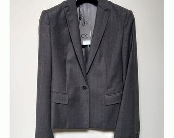 Vintage Wool Pinstripe Jacket, Never Worn, New with Tags, Classic Calvin Klein Women's Jacket