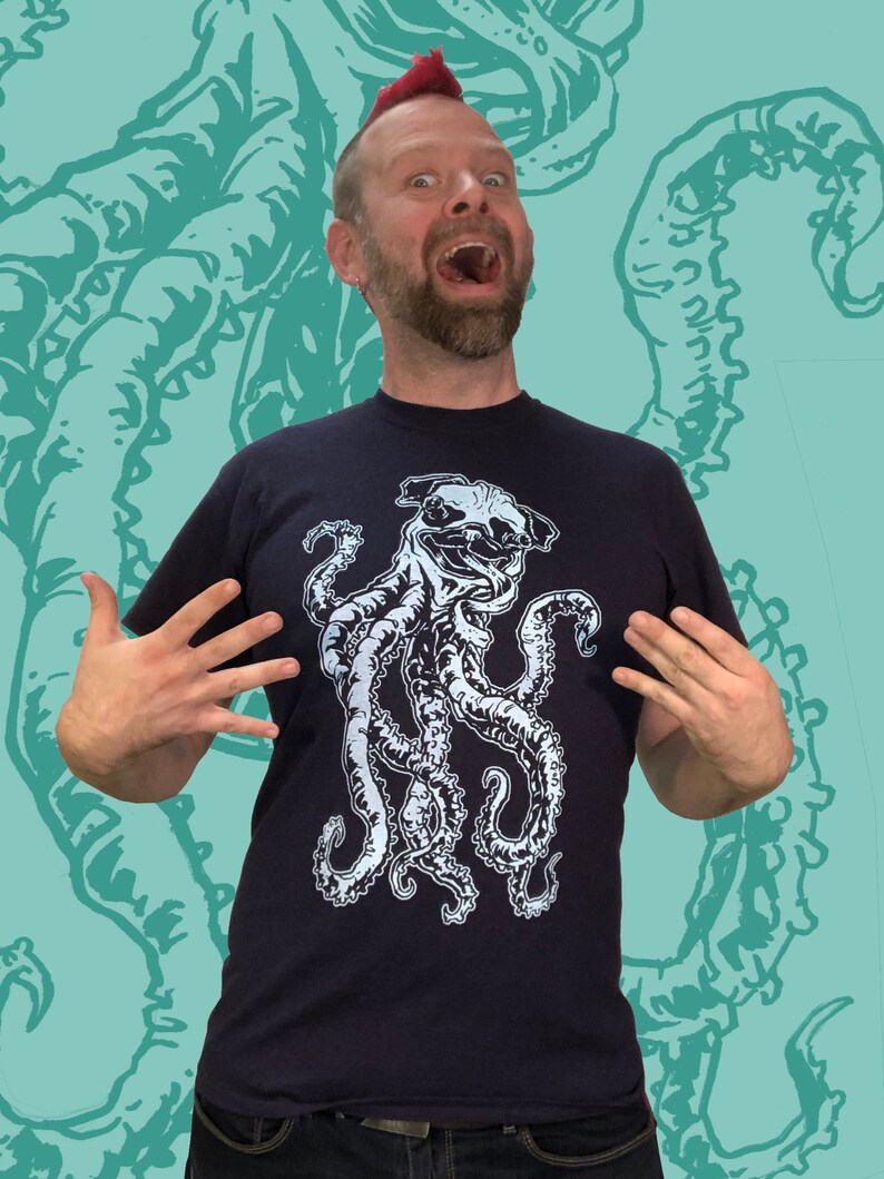 PUGAPUS Tshirt - Pug Dog Octopus shirt - Unisex Tentacle Puppy Tee 