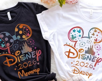 Colorful Disney 2026 Shirts,Disney Family 2026 Shirt,Custom Disney Family Shirt,Disney Trip 2026 Shirt,Disney Family Vacation Tee,Disney Tee