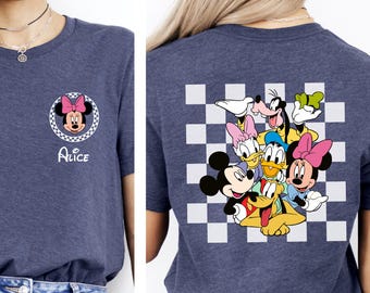 Retro Mickey Minnie Shirts, Retro Disney Trip Shirt, Retro Mickey and Friends Shirt, Checkered Mickey Shirt, Disney Family Vacation Shirt