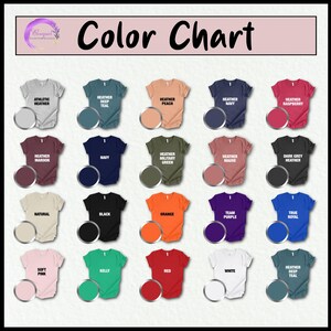the color chart for a t - shirt