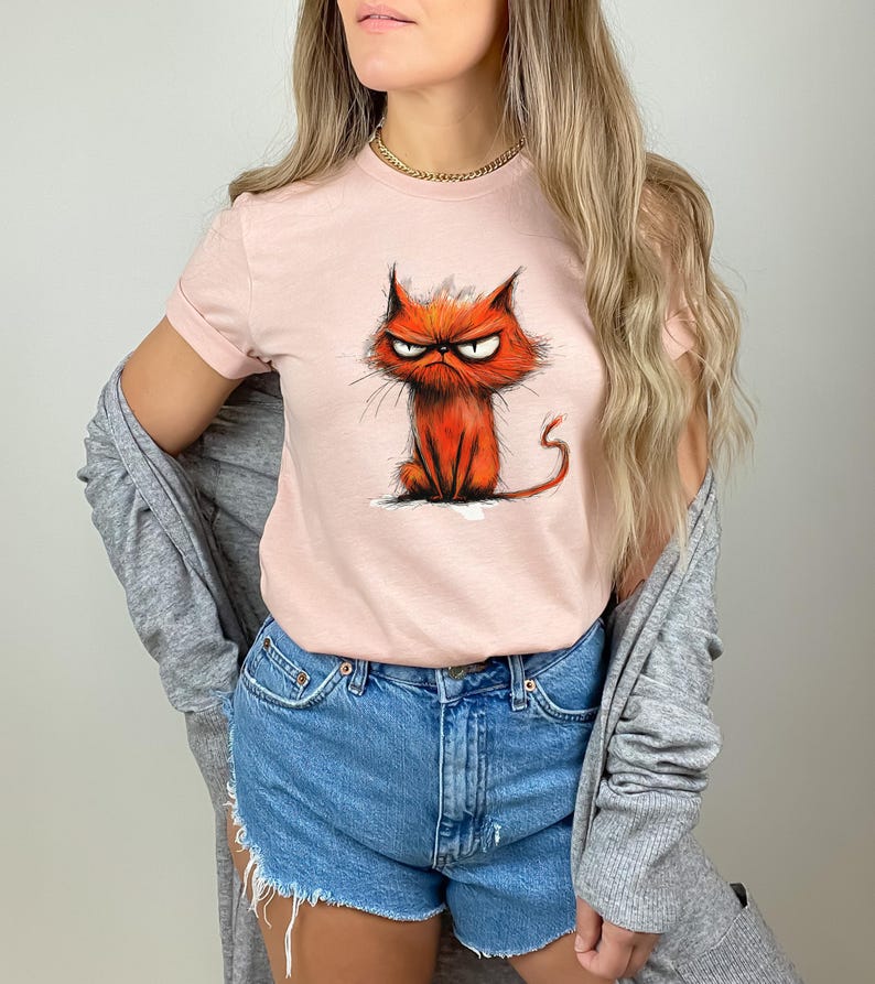 Grumpy Cat Shirt: Moody Kitten Tee, Cat Lover Gift image 6