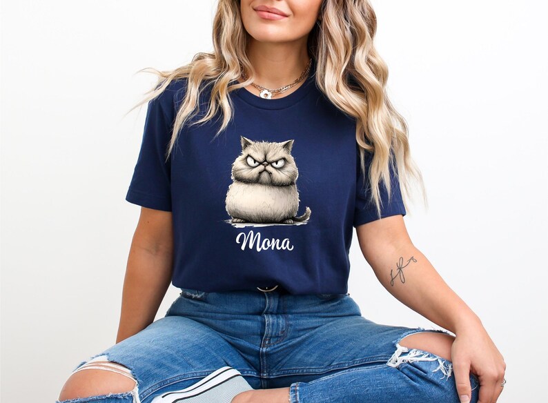 Grumpy Cat Shirt: Moody Kitten Tee, Cat Lover Gift image 3