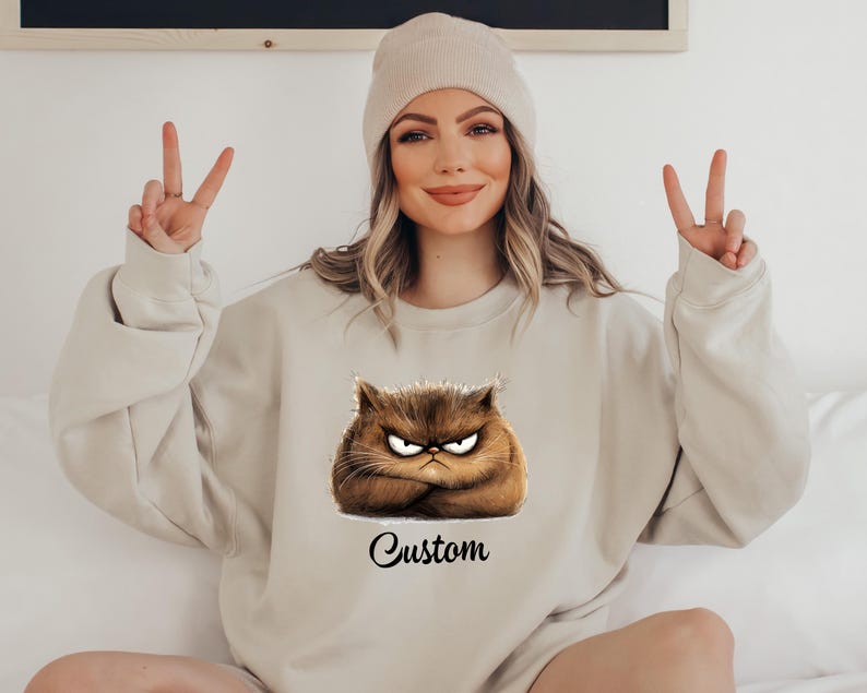 Grumpy Cat Shirt: Moody Kitten Tee, Cat Lover Gift image 2