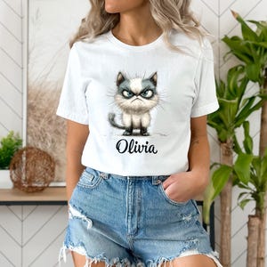 Grumpy Cat Shirt: Moody Kitten Tee, Cat Lover Gift image 5