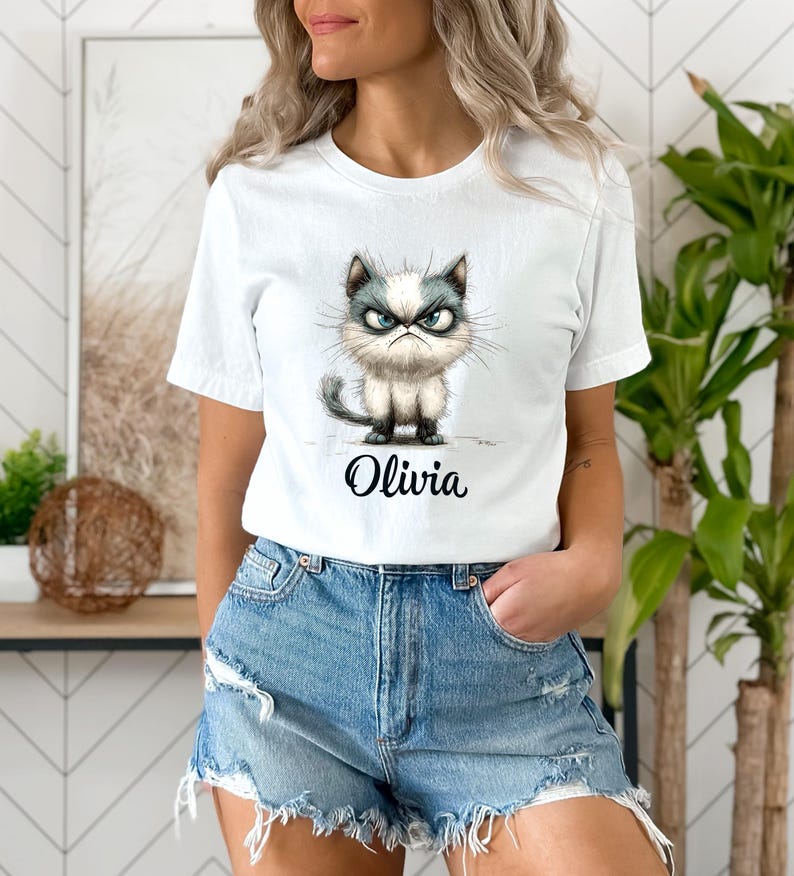 Grumpy Cat Shirt: Moody Kitten Tee, Cat Lover Gift image 5