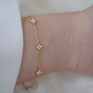 Pulsera De Circonio Chapada En Oro 18k Pulsera Mujer Oro Plata Ley 925 Ajustable en 4 tamaños Elegante Regalo Mujer imagen 4