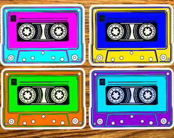 90s Cassette Sticker Set, Retro cassette tape stickers, Nostalgic 90s vibes, Vintage music stickers, Retro vinyl stickers, 90s aesthetic
