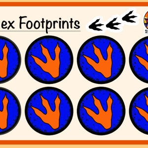 T-Rex Footprint vinyl stickers, T-Rex tracks, T-Rex prints, T-Rex decals, Laptop Stickers, Water bottle stickers