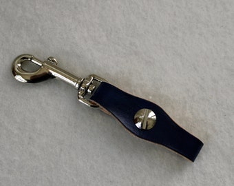 Leather Pocket Watch Fob - black with silver hardware