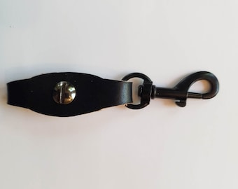 Leather Pocket Watch Fob - black with black hardware