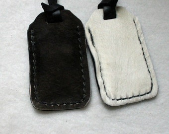 Set of 2 Leather Luggage Tags with Calf Skin