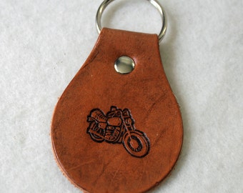 Leather Key Fob - Motor Cycle Harley Davidson Hog