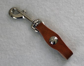 Leather Pocket Watch Fob - brown with silver hardware