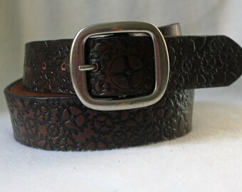 Hand Tooled Leather Belt Gears / Steam Punk Design