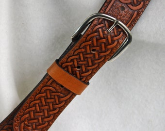 Hand Tooled Leather Belt with Celtic Knot (Buckle included)