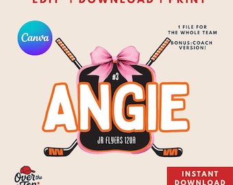Girls Hockey Door Sign: Editable Canva Template (Digital Download)