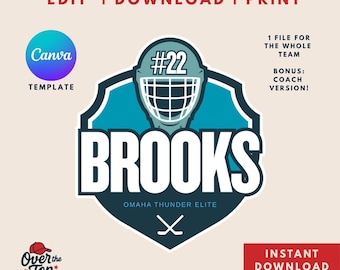 Editable Hockey Door Sign: Travel Team Hotel Room Decor (Canva Template, PDF Download)