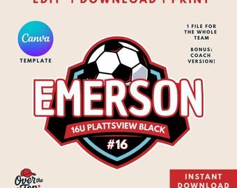 Soccer Team Door Sign | Editable Template for Lockers & Hotel Rooms | Tournament Print Canva