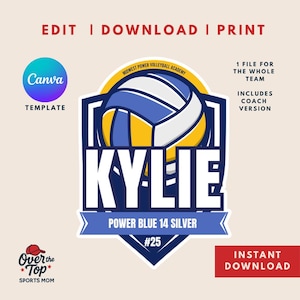 Editable Volleyball Team Locker Door Sign: Tournament Hotel Decor (PDF Downloadable Canva Template)