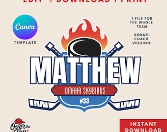 Editable Hockey Team Door Sign Template: Travel Locker Decor (Canva)