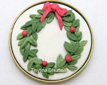 Christmas necklace holiday jewelry Wreath pendant women’s holiday