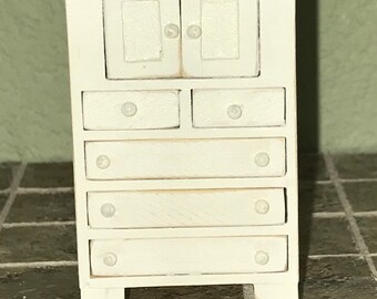 Dollhouse miniature 1/4 scale, half scale dresser chest of drawers