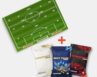 Football Pitch & FC24 Soccer Cards Mega Bundle with Desk Display – Collectible Gift for Soccer Fans and Birthday Present