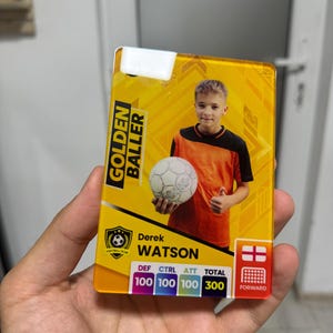Personalised Plexiglass Football Card | Custom Soccer Card | Football Gift | Kids & Team Gift | Tournament Prize | Unique Personalised Gift