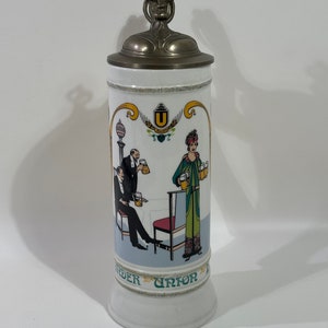 Vintage German Dortmunder Union Brewery 1982 Beer Mug with Pewter Lid Beer Mug Retro Decoration Beer Advertising Collecting A 20