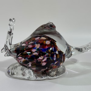 Vintage lead crystal glass figurine snail ? mythical creature paperweight retro decoration interior design A