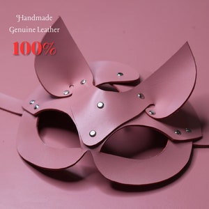 Leather Animal Mask – Handmade Cosplay Bunny Cat Mouse Hood, Festival Masquerade Costume Accessory