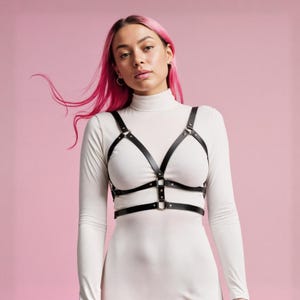 Leather Chest Harness for Women - Adjustable Underbust Belt - Festival Lingerie Plus Size