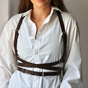 Leather Chest Harness – Handmade Gothic Rave Festival Harness, Adjustable Body Belt