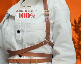Chic Leather Harness Gothic Waist Belt - Adjustable Harness for Every Body