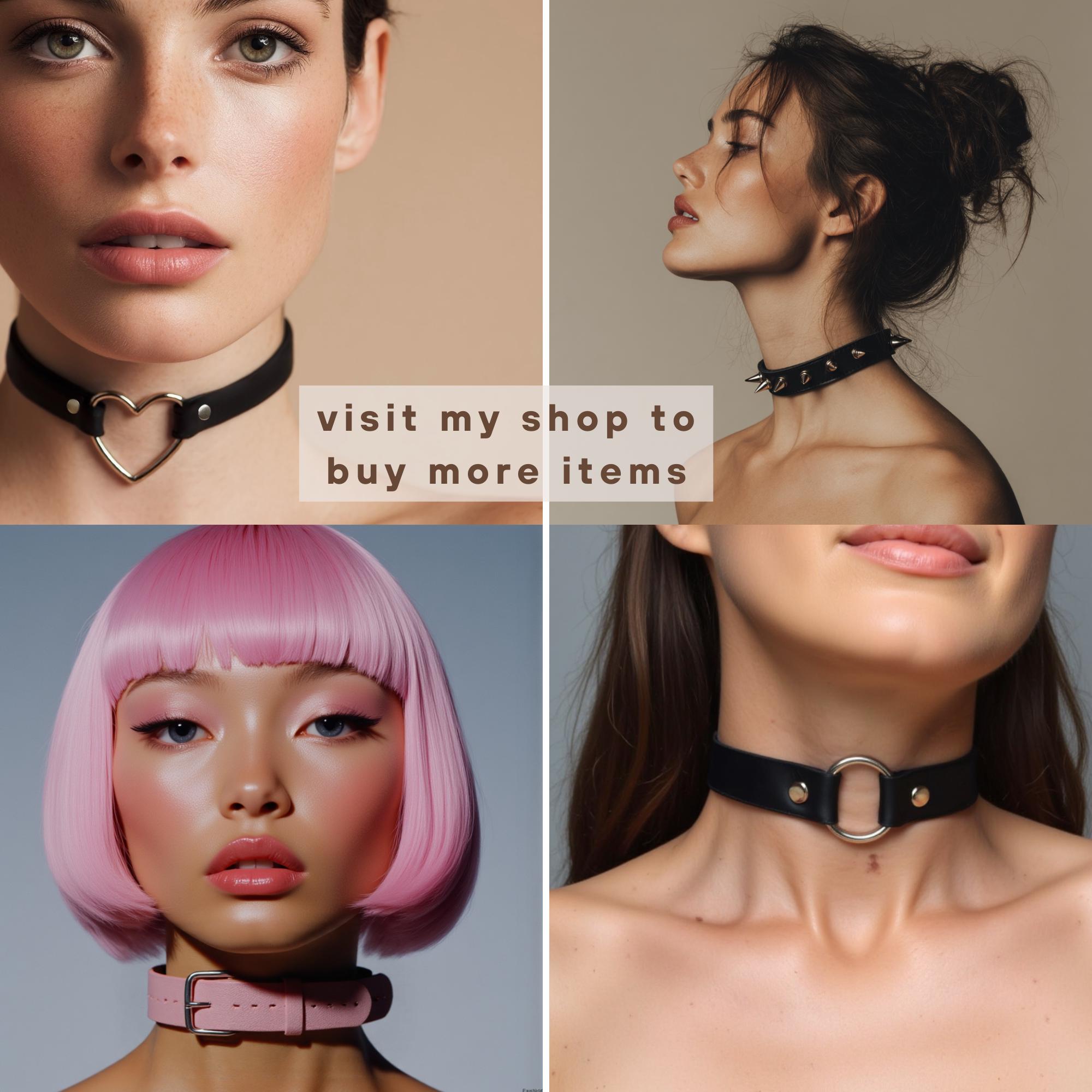 Manfnee Cerchio Borchie Nero Collana girocollo in Pelle PU Uomo Donna Collare Rock Punk Gotico Accessorio Motociclista Choker per Halloween