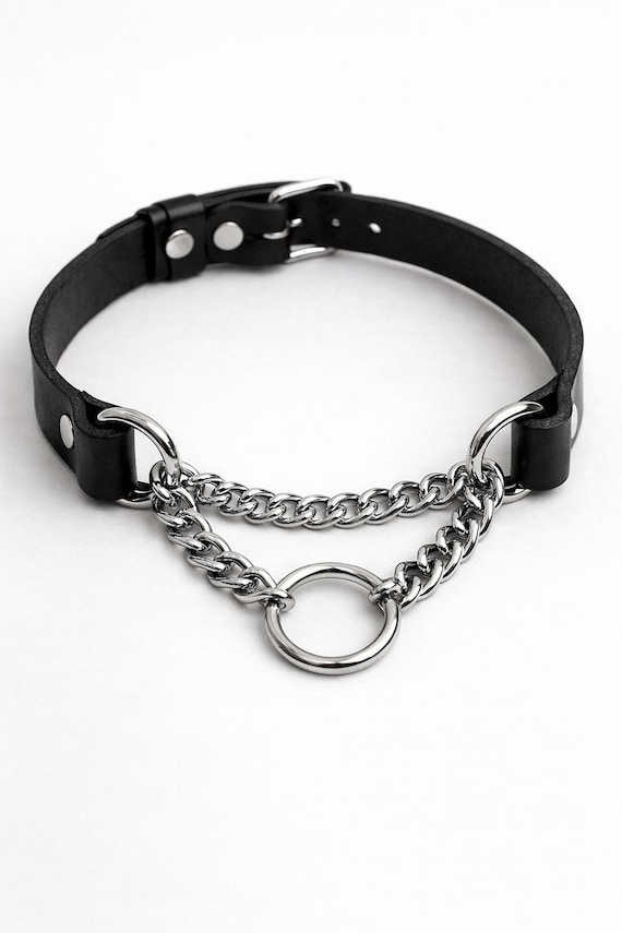 Schwarze Leder Choker Kette - Verstellbares Punk Halsband, Gothic Halskette  fr Damen & Herren - Etsy.de