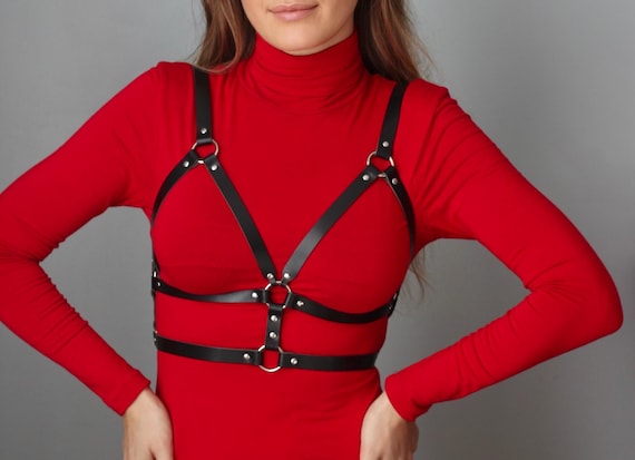 Leather Chest Harness Plus Size - Adjustable Bondage  display picture 2