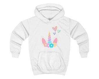 Sweat à capuche enfant licorne pastel