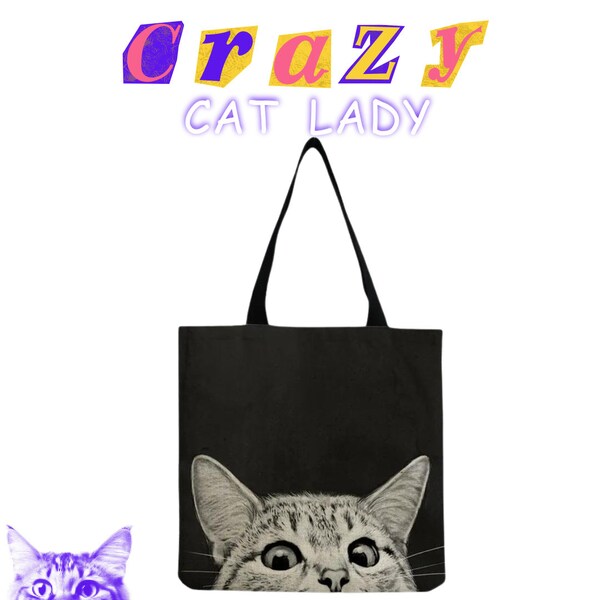 Cat Tote Bag | Cat Lover Gifts | Cat Eyes Bag | Reusable Bag | Shopping Bag | Cute Cat Bags | Cute Graphic Bag | Fun Cat Lover Tote | Cats