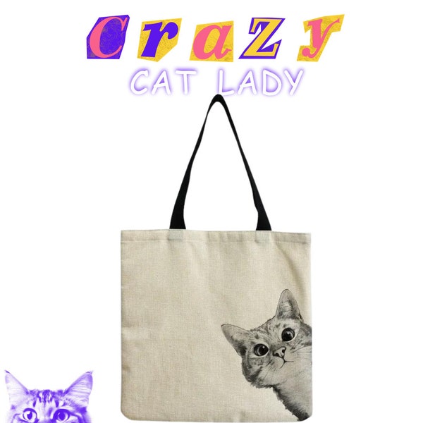 Cat Tote Bag | Cat Lover Gifts | Cat Eyes Bag | Reusable Bag | Shopping Bag | Cute Cat Bags | Cute Graphic Bag | Fun Cat Lover Tote | Cats