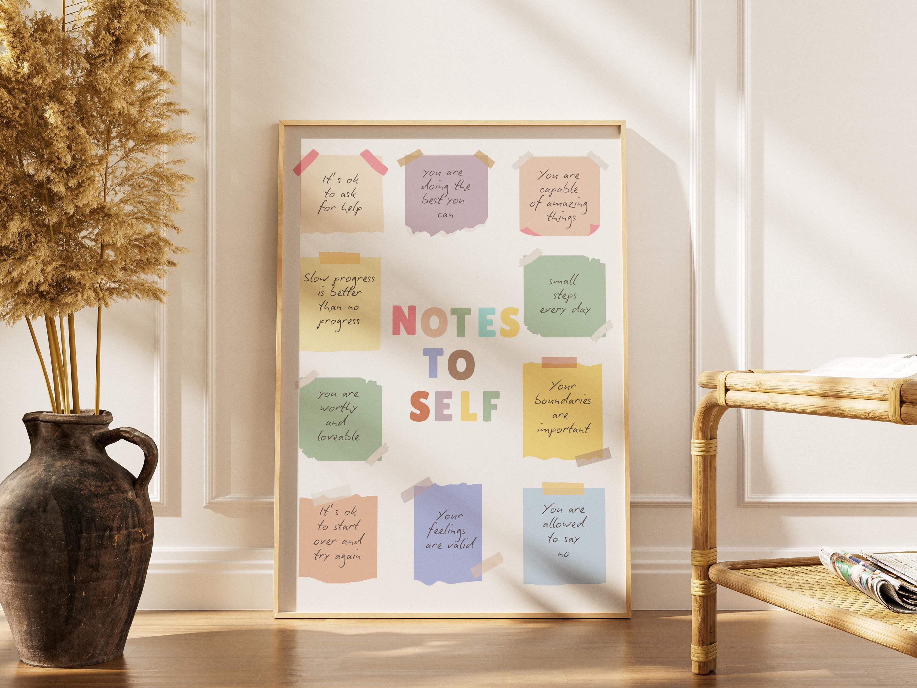 Notes to Self Poster, Motivational Quote Wall Art, Inspirational Quote ...
