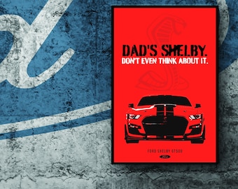 Ford Inspired "Dad's Garage" Poster Red 2021 GT500 Shelby
