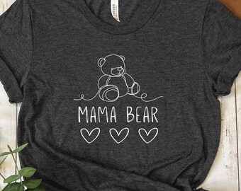 Mama Bear Heart T-Shirt Teddy Bear Love Shirt for Mom Mother&#39;s Day Gift for Crafty Mom Cute Bear TShirt for Momma Minimalist Love Mama Tee