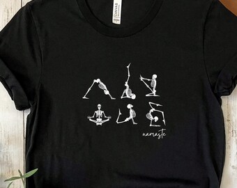 Skeleton Yoga Poses Namaste T-Shirt for Yoga Lover Funny Tee for Zen Student Mindfulness Reminder Shirt for Meditation Practice Find Balance