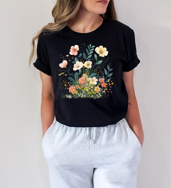 Vibrant Flower Meadow T-shirt for Flower Lover Gift for