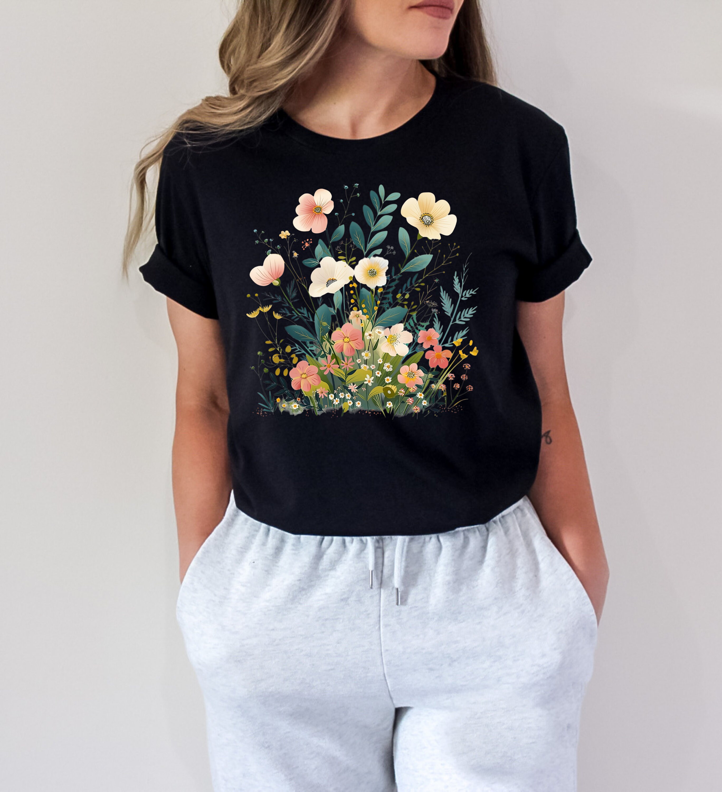 Vibrant Flower Meadow T-shirt for Flower Lover Gift for