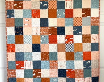 Patchwork quilt horses foxes 46x59 handmade