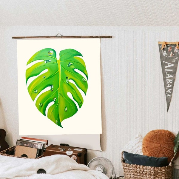Handmade Lush Monstera Deliciosa - Tropical Leaf Art Print, Botanical Home Decor, Printable Wall Art