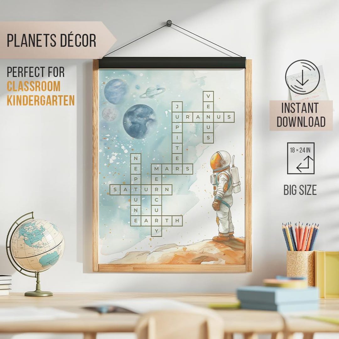 Educational Solar System Crossword Poster for Classroom Decor Cosmos Educational Solar System Crossword Poster for Classroom Decor Cosmos